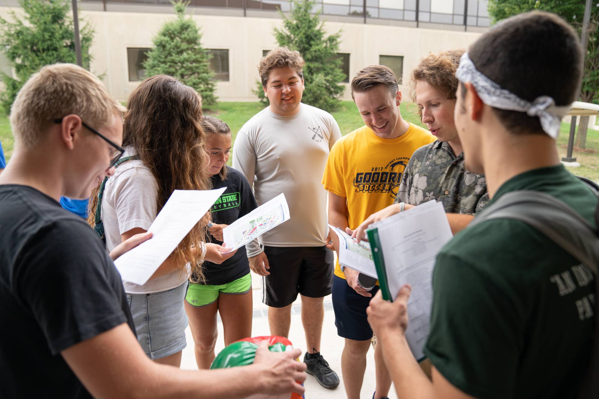 Honors students participating in a photo scavenger hunt